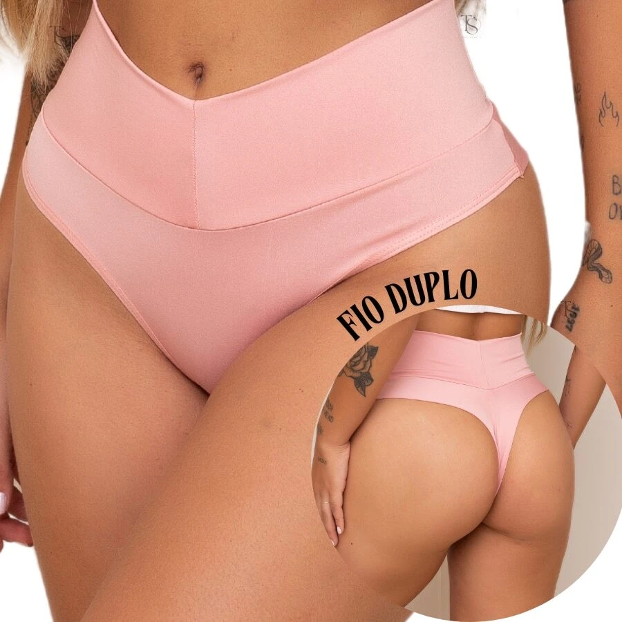 Kit 3 Calcinhas Modeladoras Power Fitness Lingerie Compressão - Cós Alto Duplo para Silhueta