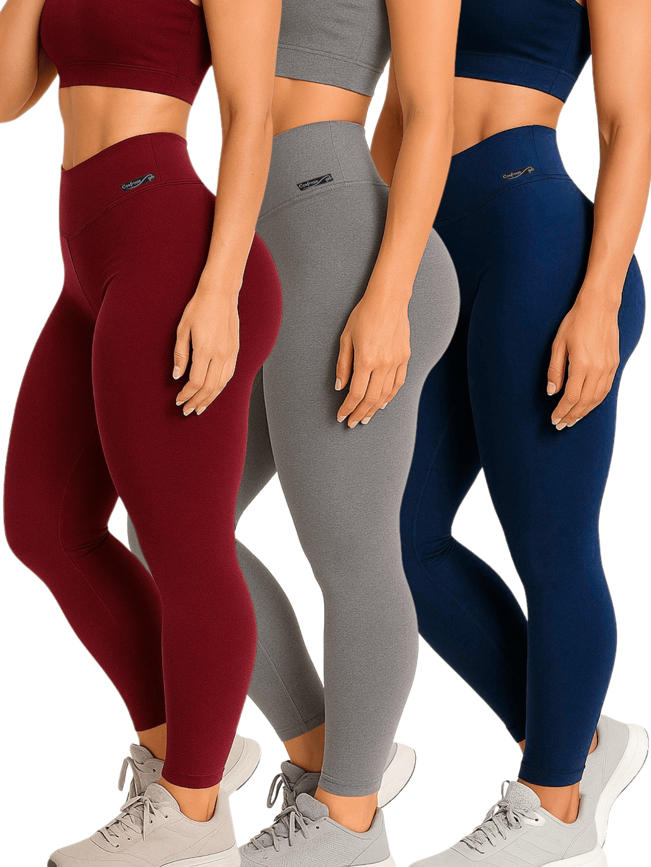 Kit 3 Calças Legging Cintura Alta Zero Transparência
