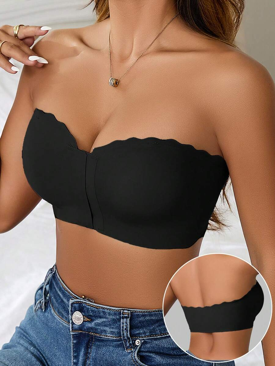 2 Peças/Conjunto Sutiã Feminino Multicolorido, Fivela Frontal com Acabamento em Onda, Busto Estruturado, Almofadas de Copo Removíveis