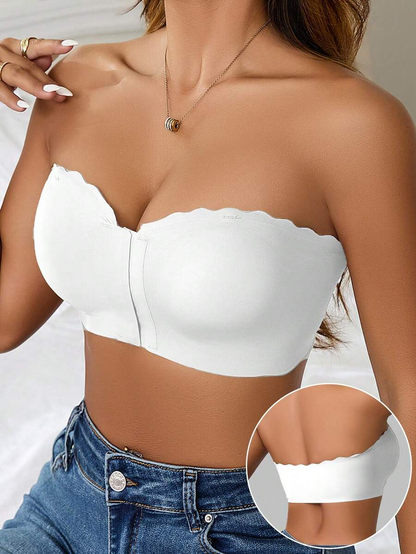 2 Peças/Conjunto Sutiã Feminino Multicolorido, Fivela Frontal com Acabamento em Onda, Busto Estruturado, Almofadas de Copo Removíveis