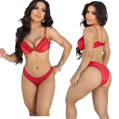 Kit com 5 conjuntos de lingerie calcinha e sutiã com detalhes em Renda Em promoção