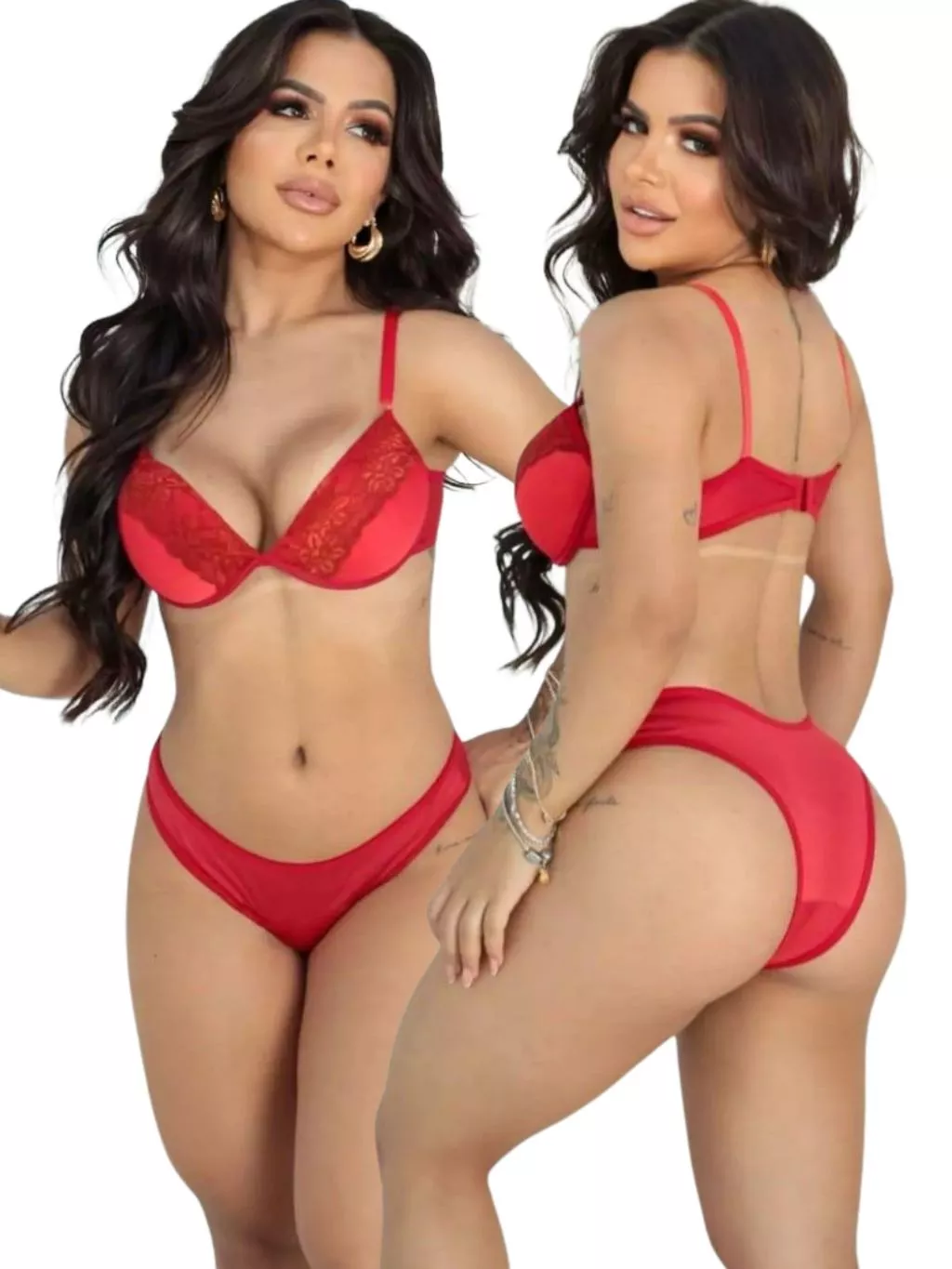 Kit com 5 conjuntos de lingerie calcinha e sutiã com detalhes em Renda Em promoção