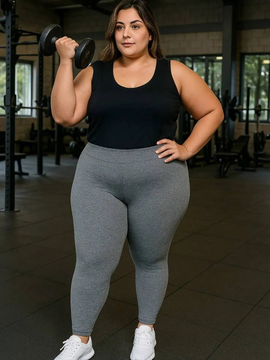 Kit 2 Calça Legging Plus Size Suplex Feminina Academia Fitness G1 G2 G3 Cintura Alta Compressão Controle de Barriga Legue Plus Size Modeladora Leg Plus Size Cós Alto