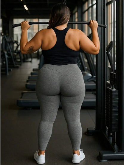 Kit 2 Calça Legging Plus Size Suplex Feminina Academia Fitness G1 G2 G3 Cintura Alta Compressão Controle de Barriga Legue Plus Size Modeladora Leg Plus Size Cós Alto