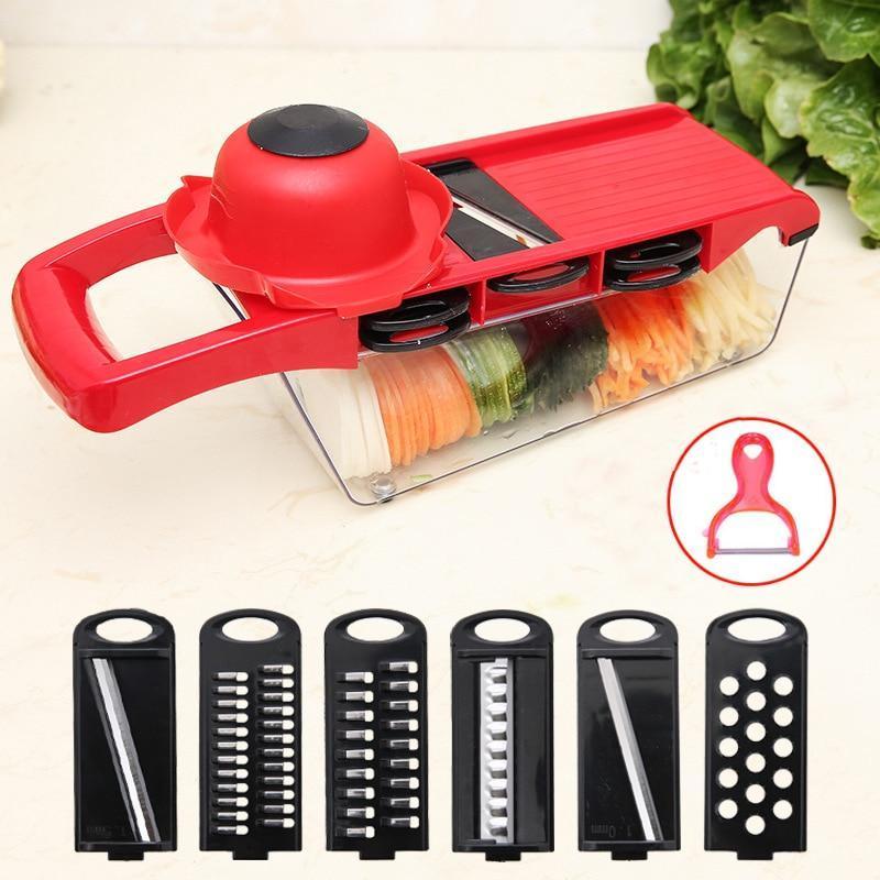 Mandoline® - Slicer Nicer Fatiador Ralador Cortador De Legumes 6 Em 1