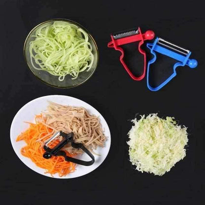 MiniSlicer® - Kit Descasca Tudo - Ralador Fatiador Descascador Frutas Legumes (3 peças)