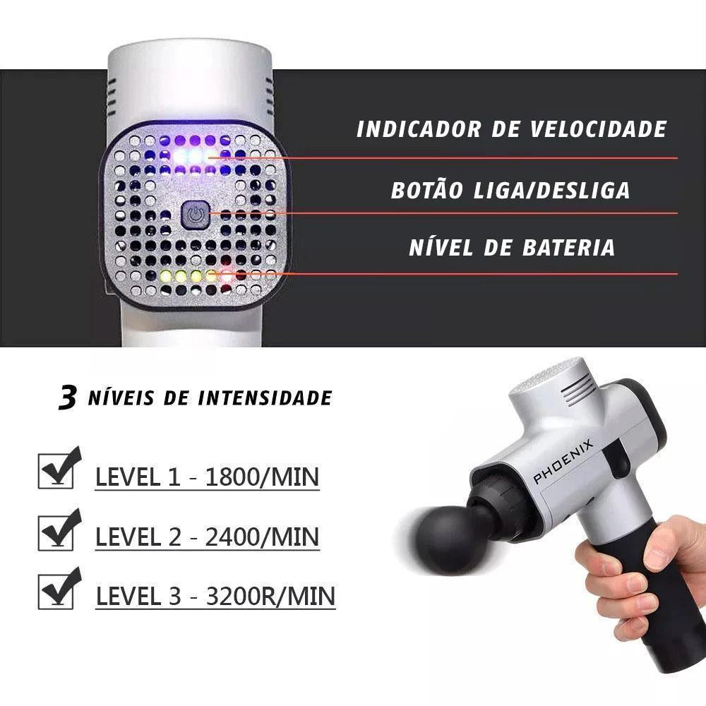 Massageador Muscular Profissional - Pistola Phoenix Body Shaping