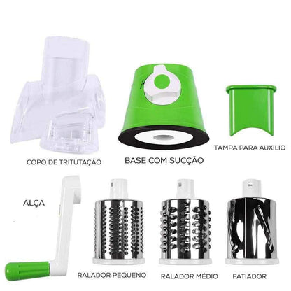 RoundSlicer® - Fatiador e Ralador de Frutas e Legumes 3 em 1 Aço Inoxidável