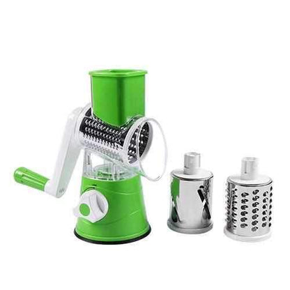 RoundSlicer® - Fatiador e Ralador de Frutas e Legumes 3 em 1 Aço Inoxidável